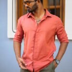 Rust hidden placket shirt